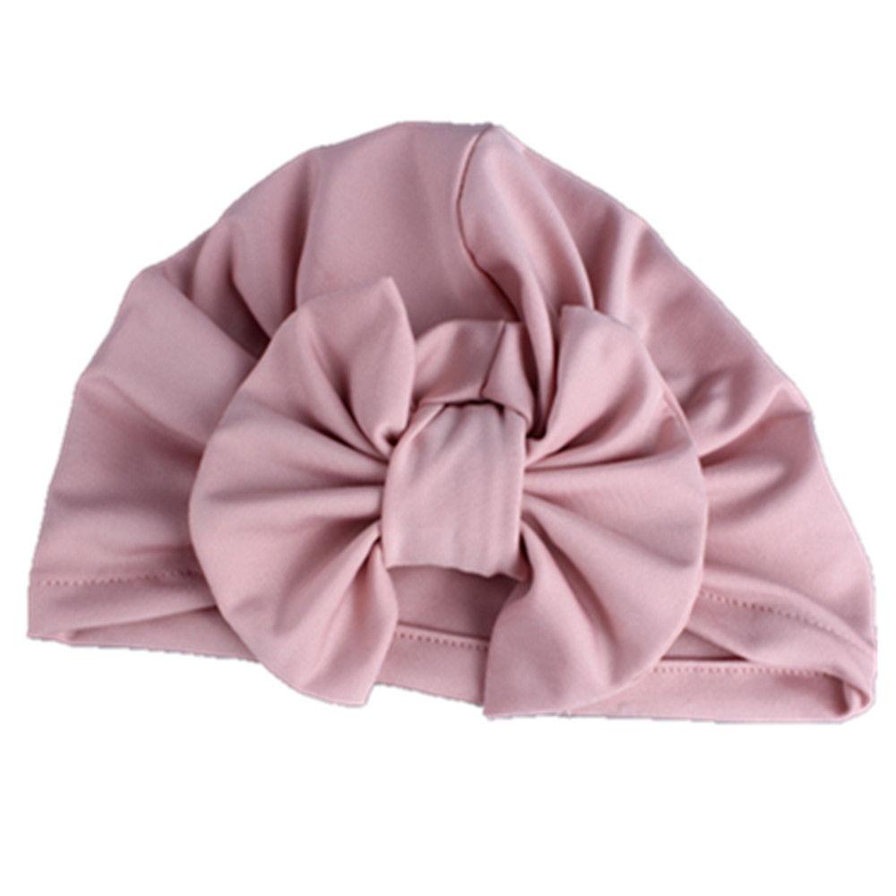 Newborn Baby Kids Boys Girls Soft Turban Cap Beanie Solid Bow Knot Wrap Cap For Baby