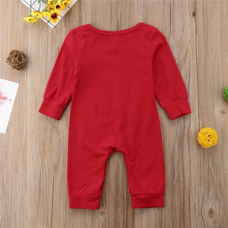 Cute Newborn Baby Child I'm the BOSS Romper Outfits Christmas Clothing Gifts for Boys/Girls Modern Red Jumpsuit