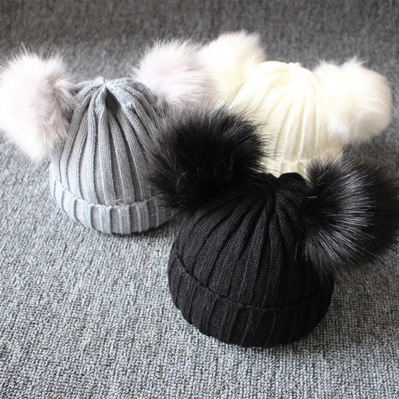 Trend Cute Newborn Baby Winter Warm Hats Infant Kids Girls Boys Knit Hat With Pompom Ball Beanie Caps For Girls