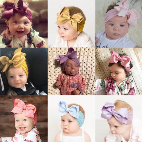 Brand Toddler Baby Girl Baby Big Bow Hairband Headband Stretch Turban Head Wrap Baby Girls