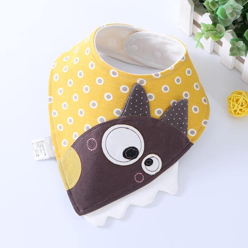 Baby Bibs Waterproof Triangle Cotton Cartoon Child  Dribble Bibs Newborn Absorbent Cloth Bib for Kids in Cat Design