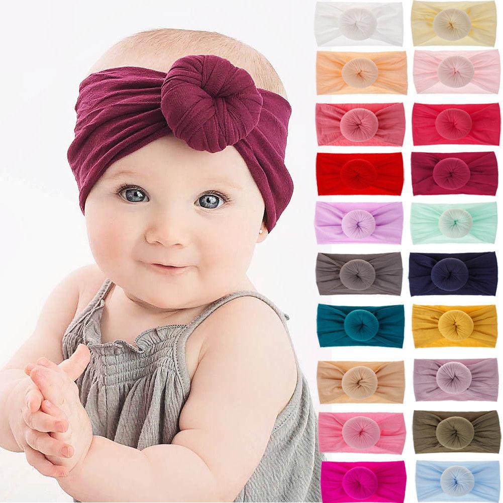 Newborn Infant Kids Girls Nylon Bow Hairband Headband Stretch Turban Knot For Bay Girls