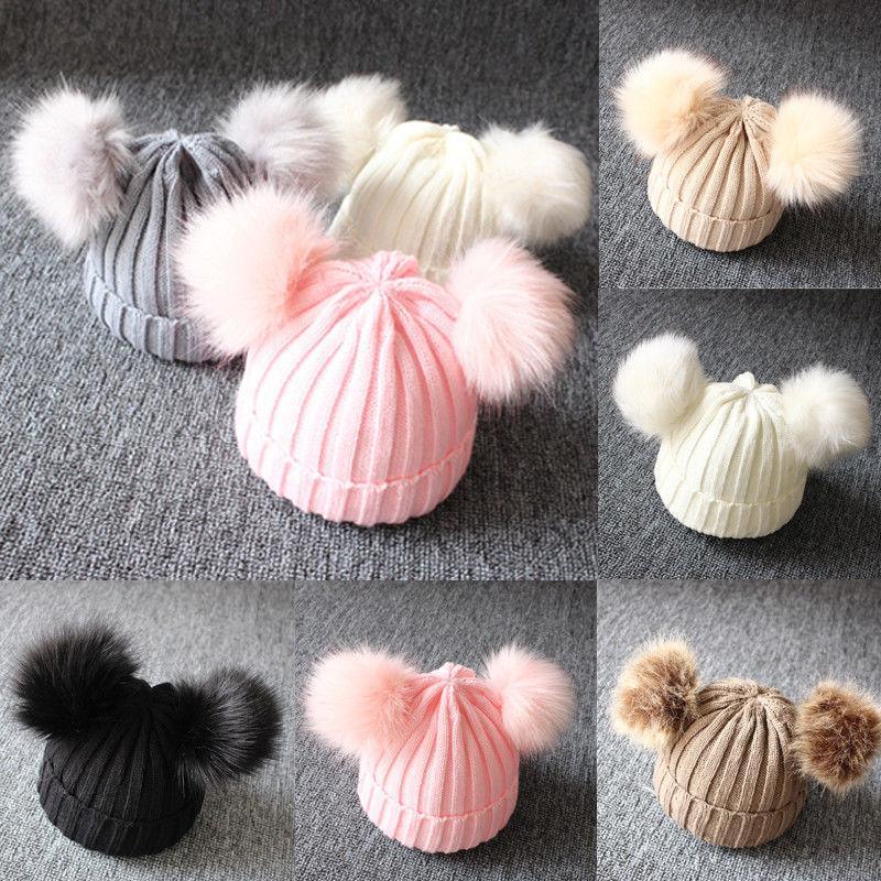 Trend Cute Newborn Baby Winter Warm Hats Infant Kids Girls Boys Knit Hat With Pompom Ball Beanie Caps For Girls