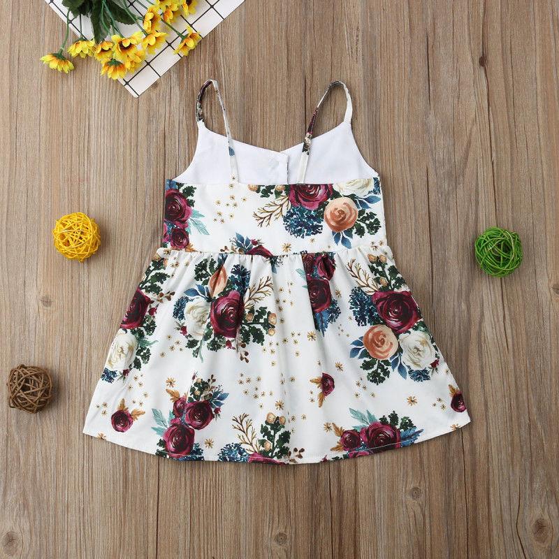 Toddler Baby Girls Flower Dress with Sleeveless V Neck dress for Party  Holiday Beach Day For Girls