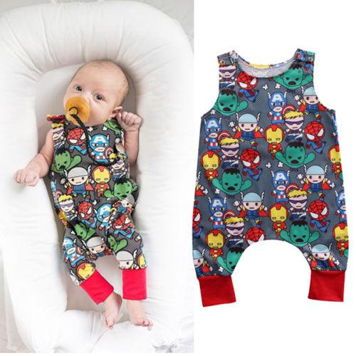 Newborn Baby Boy Romper Cartoon Heros Pattern Jumpsuit Summer Clothes Outfits For Girls and Boys