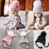 Beautiful Newborn Cute Pearl Winter Warm Knit Pompom Hats Infant Kids Soft Hat For Baby Boy And Girls