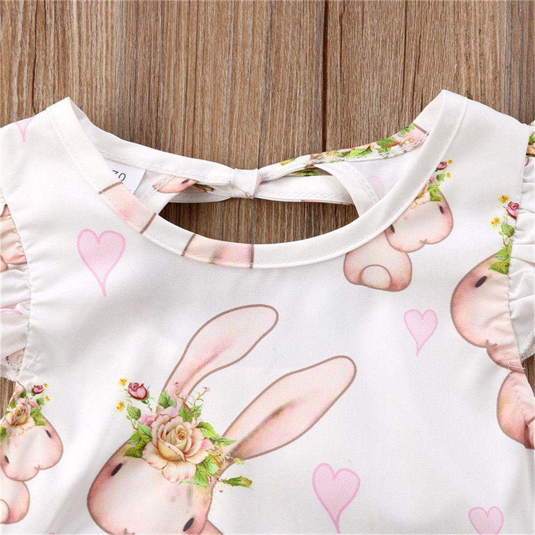 Modern Luxury Baby Girls Bunny Floral Off shoulder Romper Jumpsuit Outfits For Baby Girl