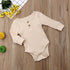 Newborn Infant Baby Girl Boy Ribbed Bodysuit  Ruffle  Long Sleeve One-Pieces Solid Jumpsuit Outfits For Girls