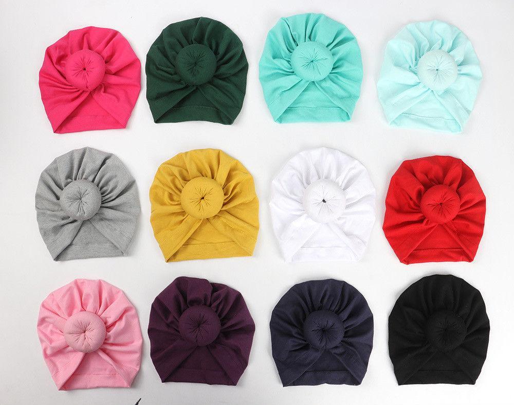 Newborn Toddler Baby Girl Turban Cotton Beanie Hat Warm Soft Cap Solid Knot Soft Wrap In Modern Style