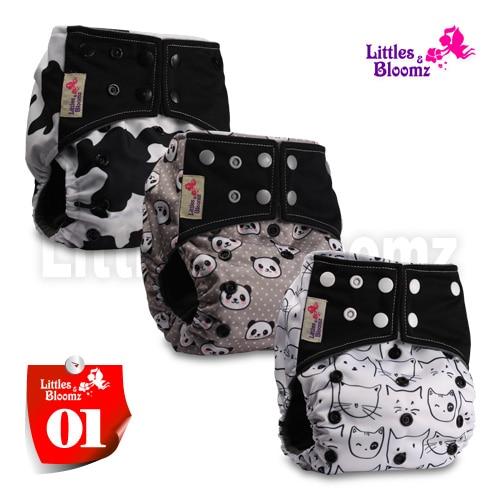 Modern Luxury Printed Washable Real Cloth Pocket Nappy,3 nappies/diapers Set For Girls and Boys Baby In Elegant Style