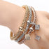 Crystal Owl Heart Charm Bracelets And Bangles Gold Alloy Elephant Anchor Pendants Rhinestone Bracelets For Women