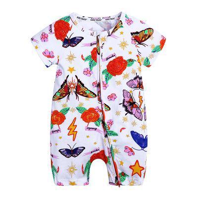 Summer Newborn Fashion Boy and Girls Printed Flower Short-sleeved Romper /  jumpsuit For Kids