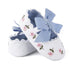 Baby Girl Newborn Shoes Floral Embroidery Striped Bowknot First Walker Soft Soles Anti-Slip Princess Shoes