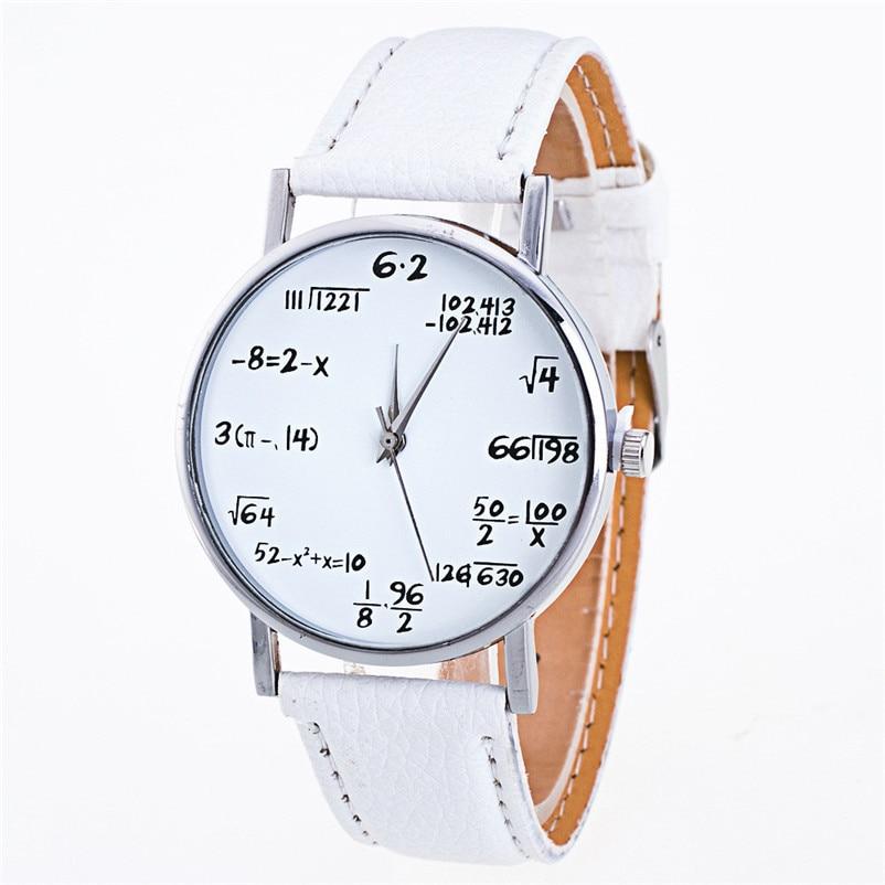 Ladies Watch Fashion Math Function Pattern Leather Band Alloy Analog Quartz Vogue Watches Wrist Watches For Women Ladies and Girls