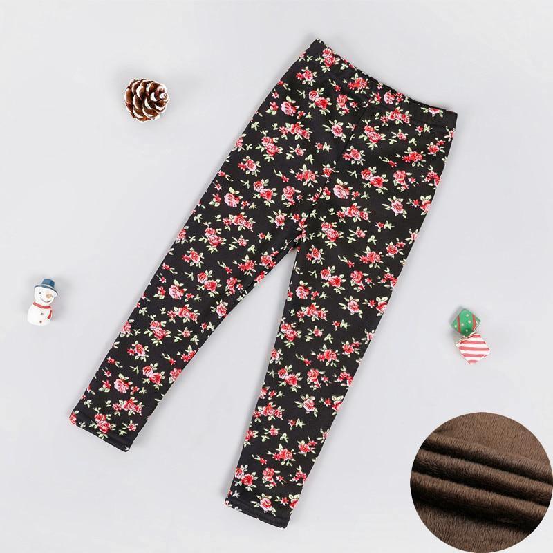 Baby Girls Leggings Thick Warm Dot Pants Kid Girl Leopard Plus Pants Children Vintage Flowers Trousers For Girls Kids