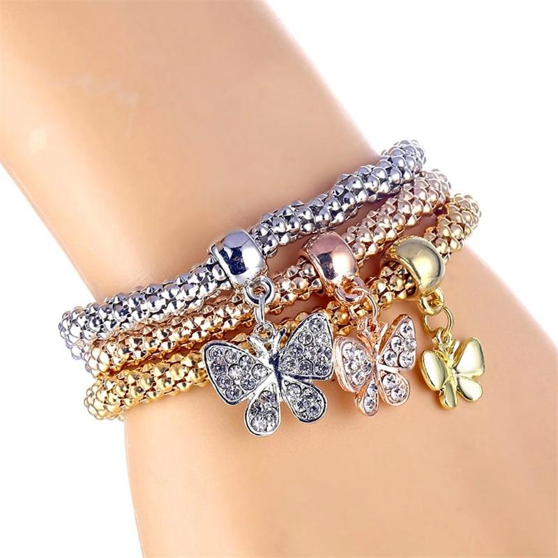 Owl Crystal Heart Bracelet & Bracelet Gold/Silverized Elephant Anchor Pendant Female Rhinestone Bracelet gift