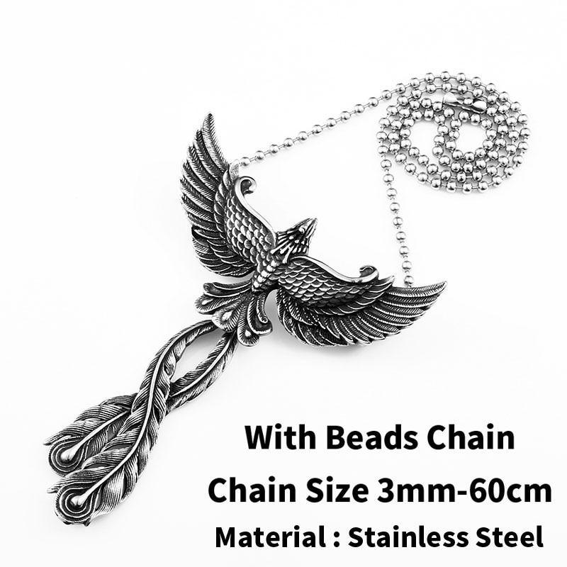 Steel Soldier 3D Design Phoenix Men Necklace With Pendant Stainless Steel Charm Choker Bird Jewelry Design