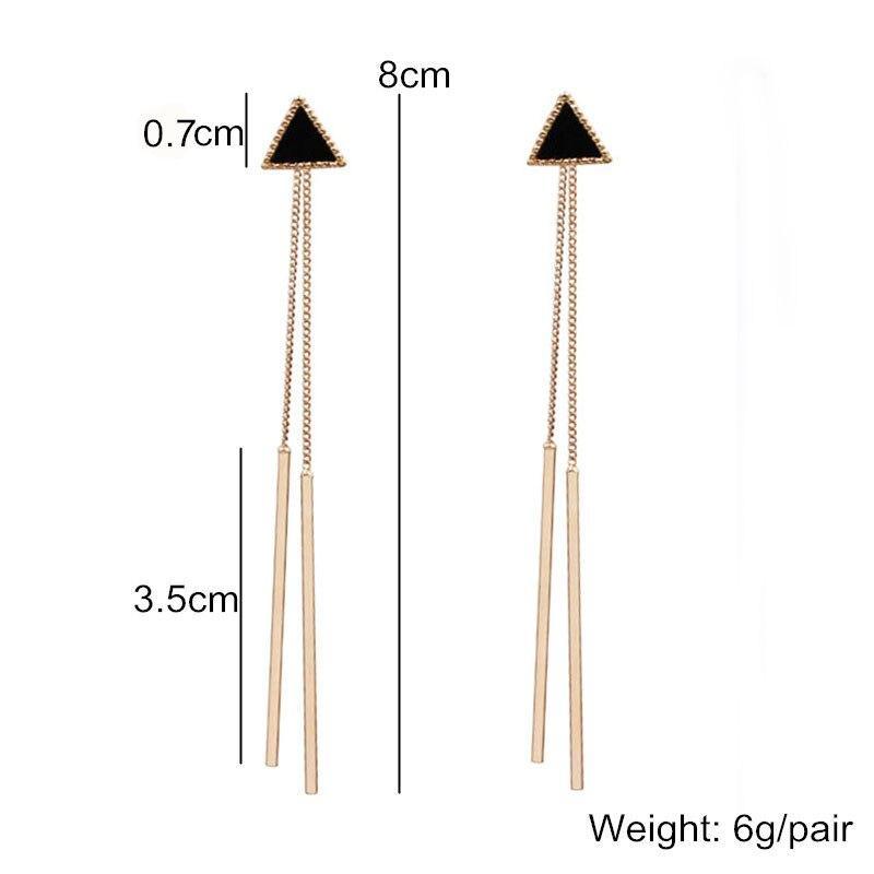 New Korean Geometric Triangle Modern Long Tassel Bar Drop Luxury Earrings For Women Elegant Minimalism Personality Ear Line Dangle