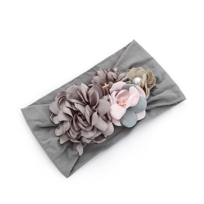 Luxury Handamde Pearl Baby Kids Fashion Headbands Nylon Flower Girl Hairband Pearl Turban Soft Bow