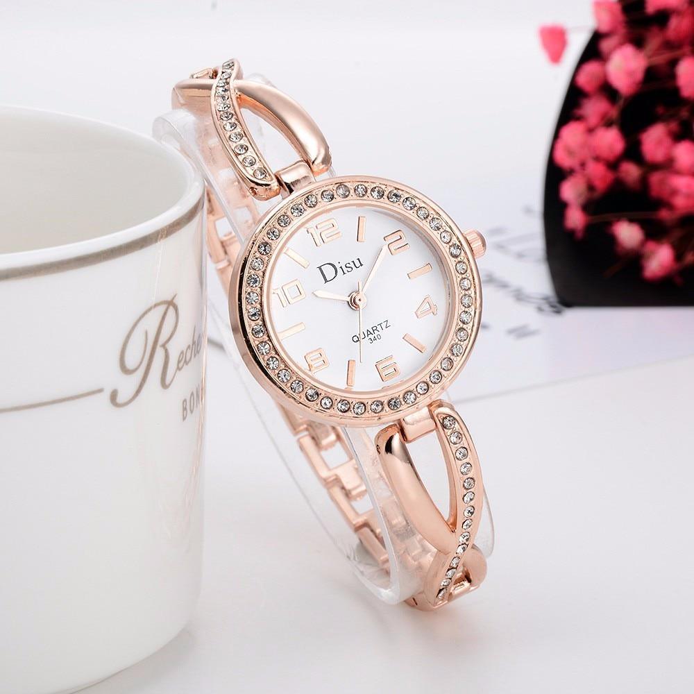 Luxury Fashion Rose Gold Plated Women's Elegant Rhinestone Bracelet Quartz Watch Fashion Lady Watches For Women and Girls