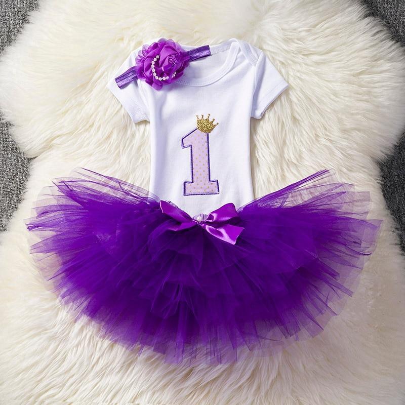 Baby First Birthday Outfits Tutu Tulle for 1 Year Party Fluffy Pink Communion Toddler Christening Gown Dresses For Girls