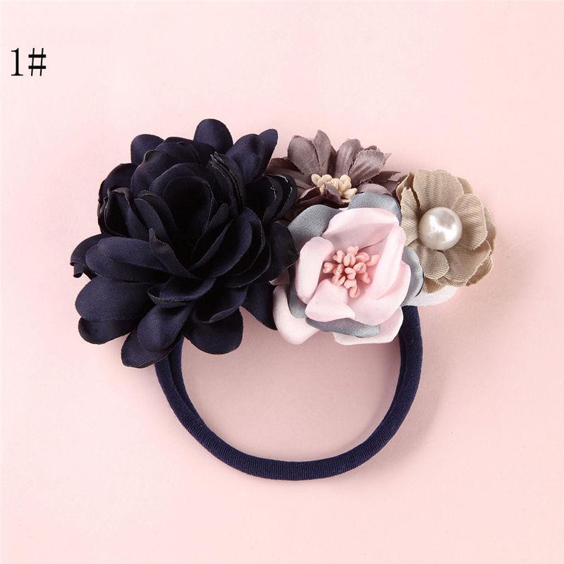 Modern Fashion Floral Headband Newborn Baby Elastic Hairbands Pearl Fresh Style Bow Knot For Girls