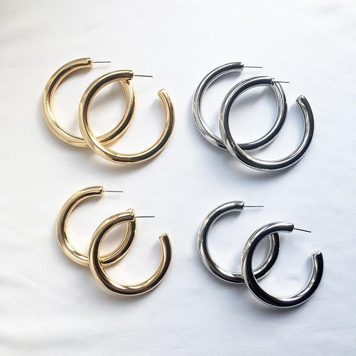 Street Style Hoop Chunky Gold Small Big Hoop Earrings For Women In Punk Metal Gold Circle Earrings Style In New Luxury Trend