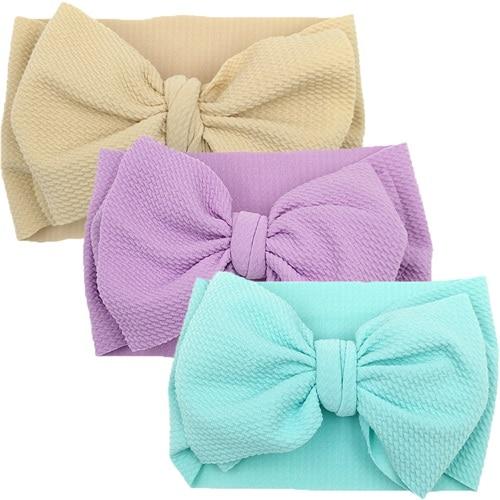 Modern Luxury Elegant Baby Girls Headband Turban Photography Props Baby Hair Accessories Bow 3 Pcs Set For Girls Baby