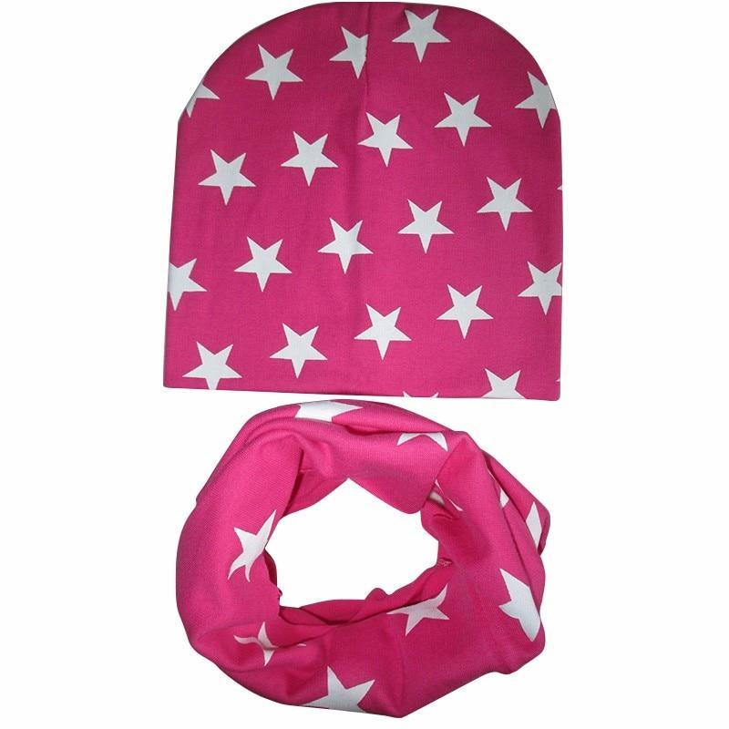 Modern New Trend Baby Hat Scarf Star Prints Cotton Children Boys Girl Cap Beanie Neck Collar Scarf Autumn Winter Warm Kids Hats For Kids