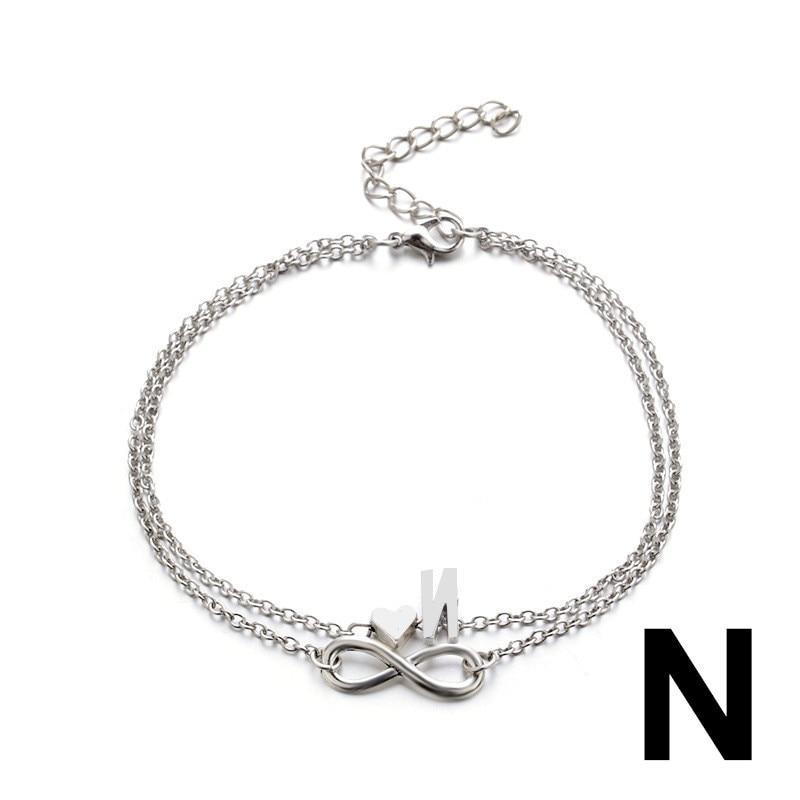 Anklet Heart Infinity Silver Color Ankle Bracelet 26 Letter Anklets For Women Foot Jewelry Style