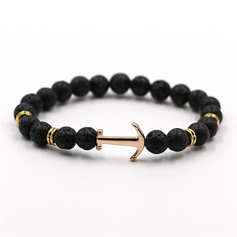 Modern Color Natural Stone Amazing Anchor Elegant Bracelet Nice Arrow White Black Onyx Lava Beads Luxury Bracelets For Women And Men Jewelry