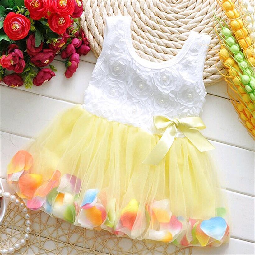 Kids Baby Girls Beautiful Flower Dress Princess Summer Sleeveless Mini Tutu Dress For Modern Baby Girls