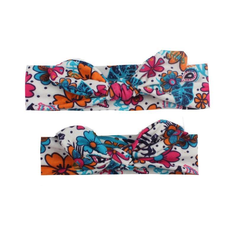 Mother & Baby Headbands Print Floral Elastic Hair Bands Parent-Child Hair Accessories Bow For Baby Girls Bow in Modern Design