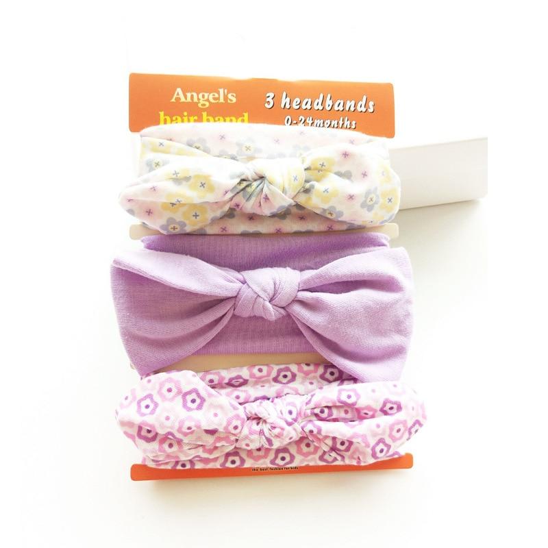 3PCS Set Baby Headband Girls Hair Accessories Cotton Rabbit Ear Turban Bow Elastic Hairband For Baby Girls