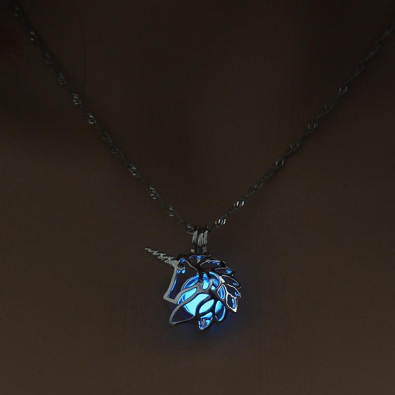 Modern Amazing Moon Glowing Necklace Gem Charm Elegant Jewelry Silver Plated Women Halloween Pendant Hollow Luminous Stone Pendant Perfect Necklace Gifts