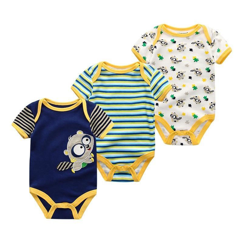 Modern 3PCS Baby Girl And Boy Newborn Boy Short Sleeve Baby Romper Jumpsuit Set For Boys and Girls