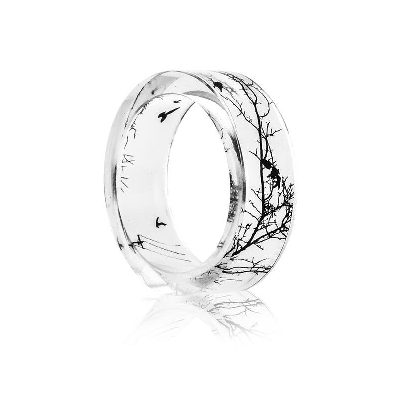 Transparent Resin Ring Bat Castle Dandelion Scenery Inside Epoxy Resin Rings for Women