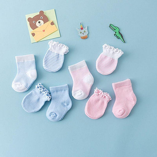 4 Pairs Children Newborn Socks Gloves Anti-scratch Breathable Elasticity Protection For Babies