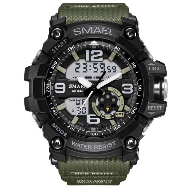 NEW Sport Analog-Digital Watch For Men and Woman  Waterresistant 50M Professional Waterproof Quartz Large Dial Military Wristwatches  With Night Mode