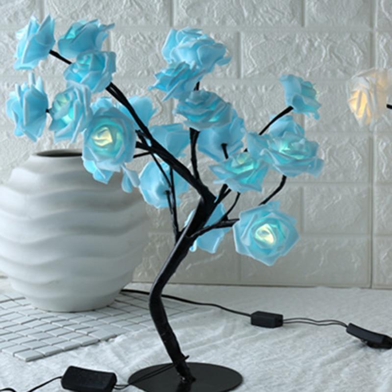 STEVVEX Rose Shaped Table Lamp Flower Rose Tree Decorative Light for Living Room Bedroom Kids Room/Decor Light