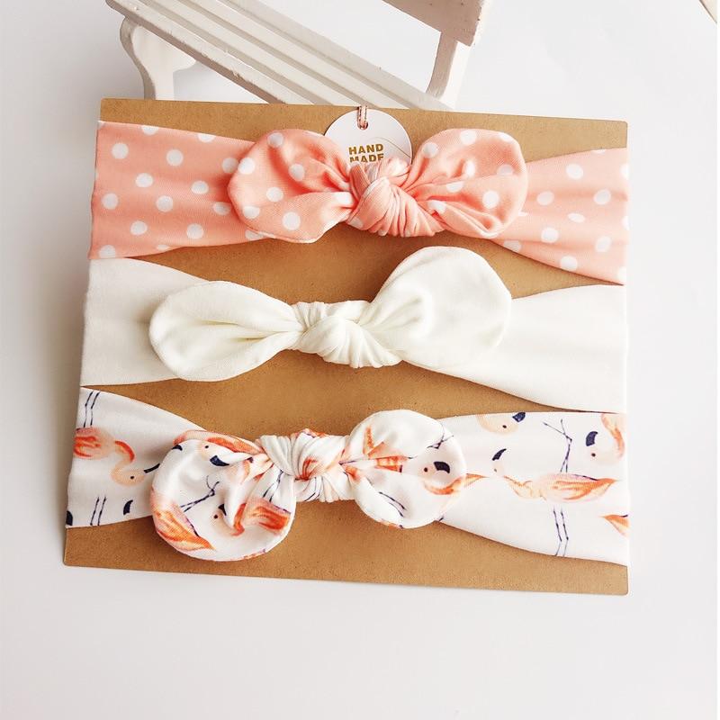 3PCS Set Baby Headband Girls Hair Accessories Cotton Rabbit Ear Turban Bow Elastic Hairband For Baby Girls