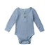 Newborn Infant Baby Girl Boy Ribbed Bodysuit  Ruffle  Long Sleeve One-Pieces Solid Jumpsuit Outfits For Girls