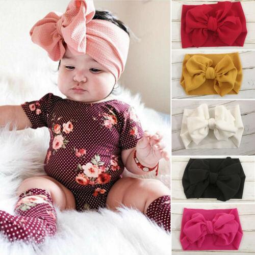 Bog Bow Infant Headband Newborn Toddler Baby Girl Boy Headwear Solid Bowknot Soft Turban Knot Hairband For Girls