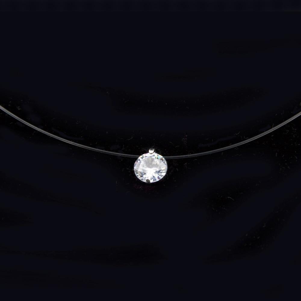 Popular Female Transparent Luxury Line Diamond Necklace In Silver Color Invisible Chain for Women In Modern New Style