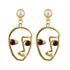 Handmade Abstract Art Earrings Gold Color Hand Palm Face Crystal Dangle Earrings For Women