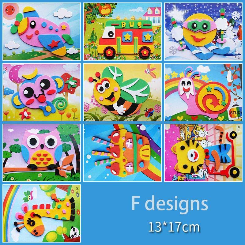 10 designs/lot  Cartoon 3D EVA Foam Sticker Puzzle Series Kids Multi-patterns Styles Toys for Children Birthday Gift