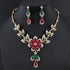 Luxury Elegant Juwelery Set For Woman and Ladies in Gold Red Golde Color Necklace and Earrnings