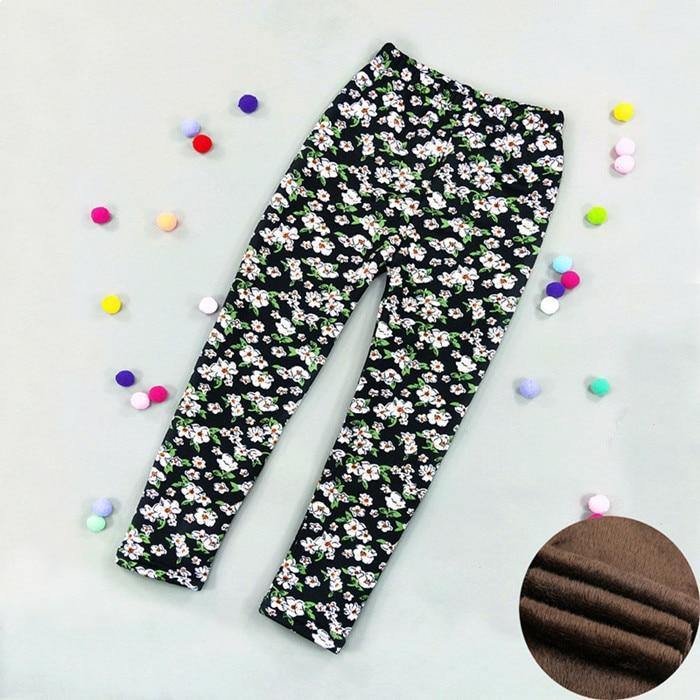 Baby Girls Leggings Thick Warm Dot Pants Kid Girl Leopard Plus Pants Children Vintage Flowers Trousers For Girls Kids