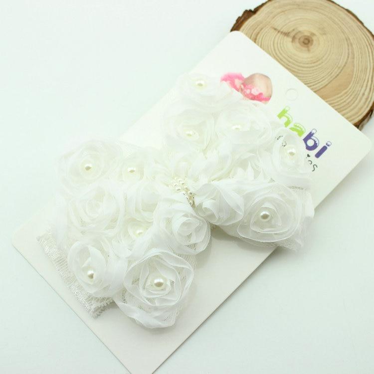 Handamde Baby Headband Bow-knot Handmade Hair Accessories Lace Chiffon Pearl Elastic Bow for Baby Girls