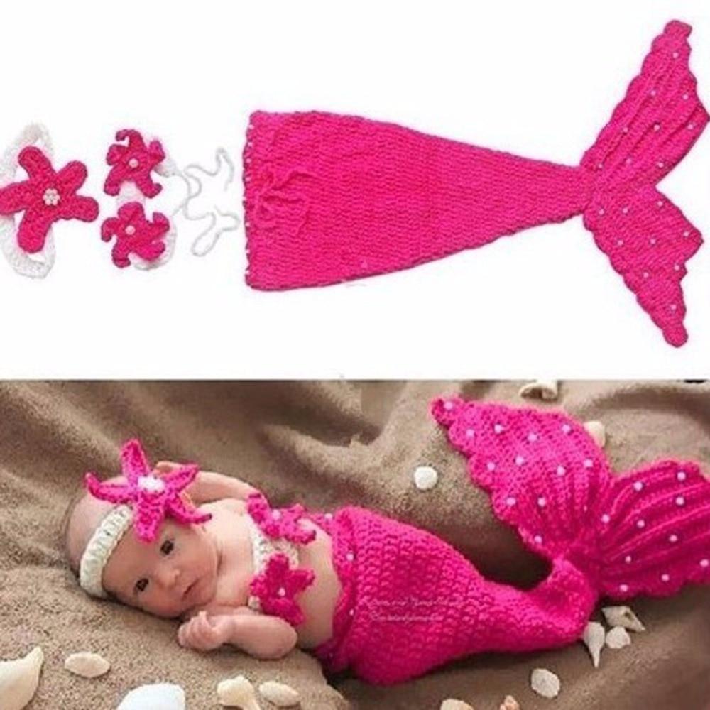 Baby Hat Mermaid Newborn Photography Props Girls Crochet Knitted Cap Hand-woven In Modern New Princess Design